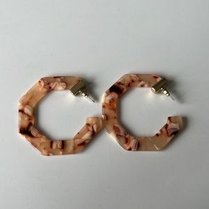 Tortoise patterned large flat hoop earrings